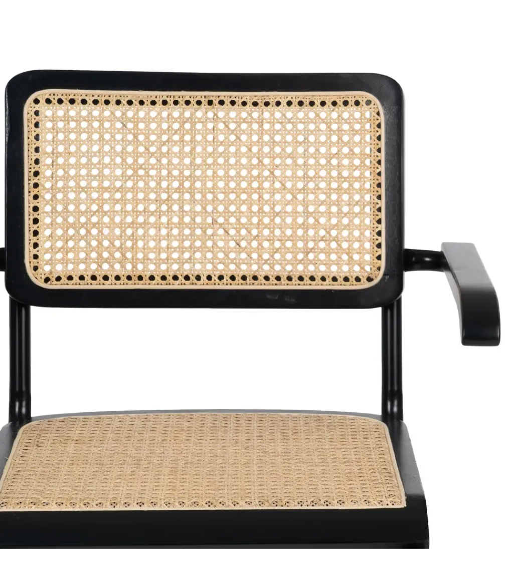 Krzesło GIVM z podłokietnikami czarne ratan drewno kauczuk*Zona-Design Discount