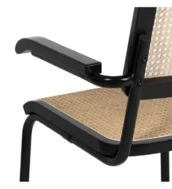 Krzesło GIVM z podłokietnikami czarne ratan drewno kauczuk*Zona-Design Discount