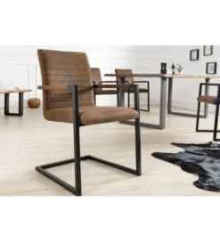 Krzesło Konsolowe Loft antyczne brązowo czarne*Invicta Interior Hot