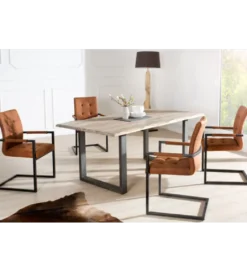 Krzesło Konsolowe Oxford z podłokietnikami brązowe*Invicta Interior Discount