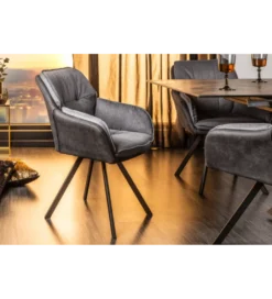 Krzesło Lounger obrotowe 180 stopni szare*Invicta Interior Online