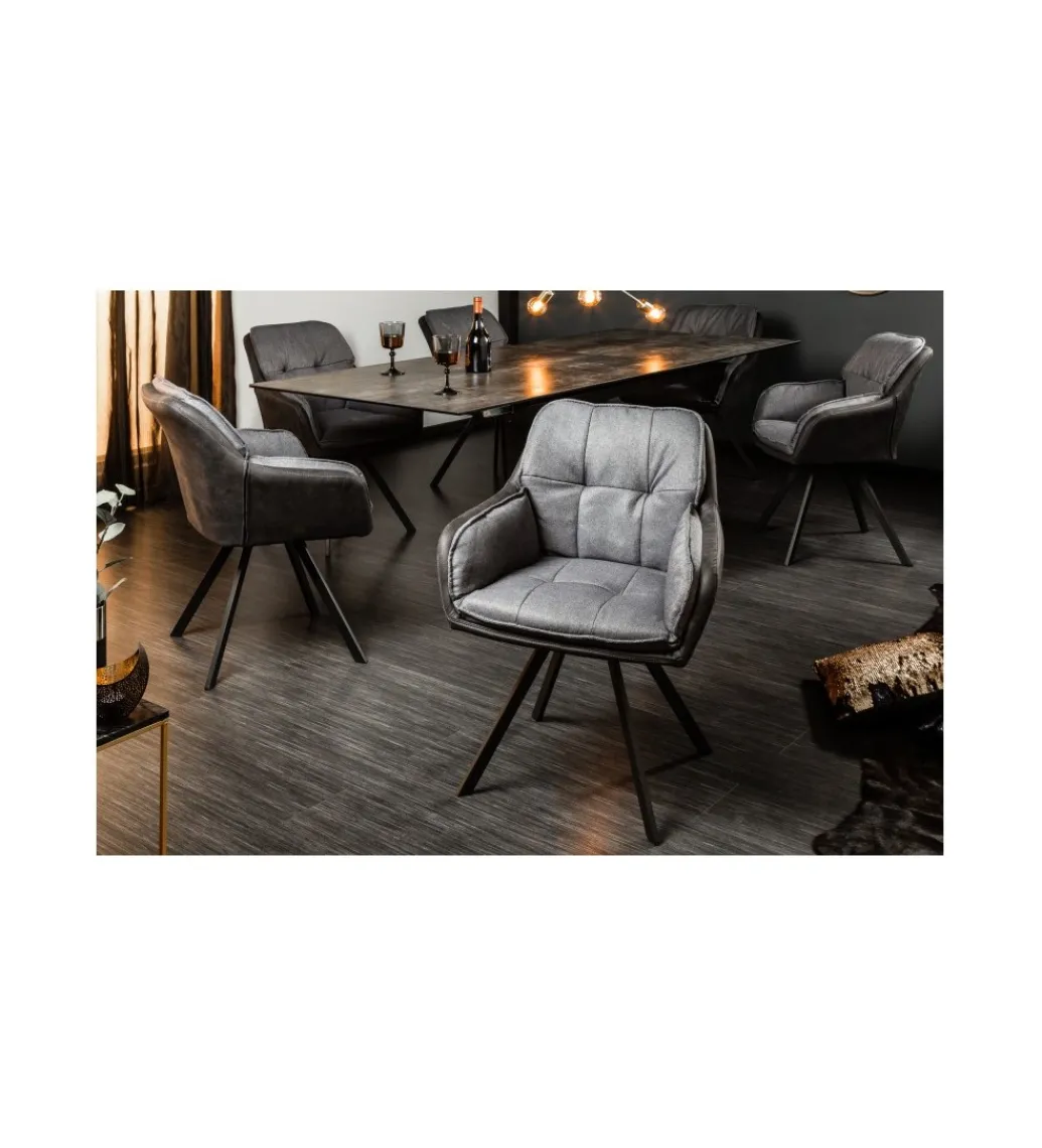 Krzesło Lounger obrotowe 180 stopni szare*Invicta Interior Online