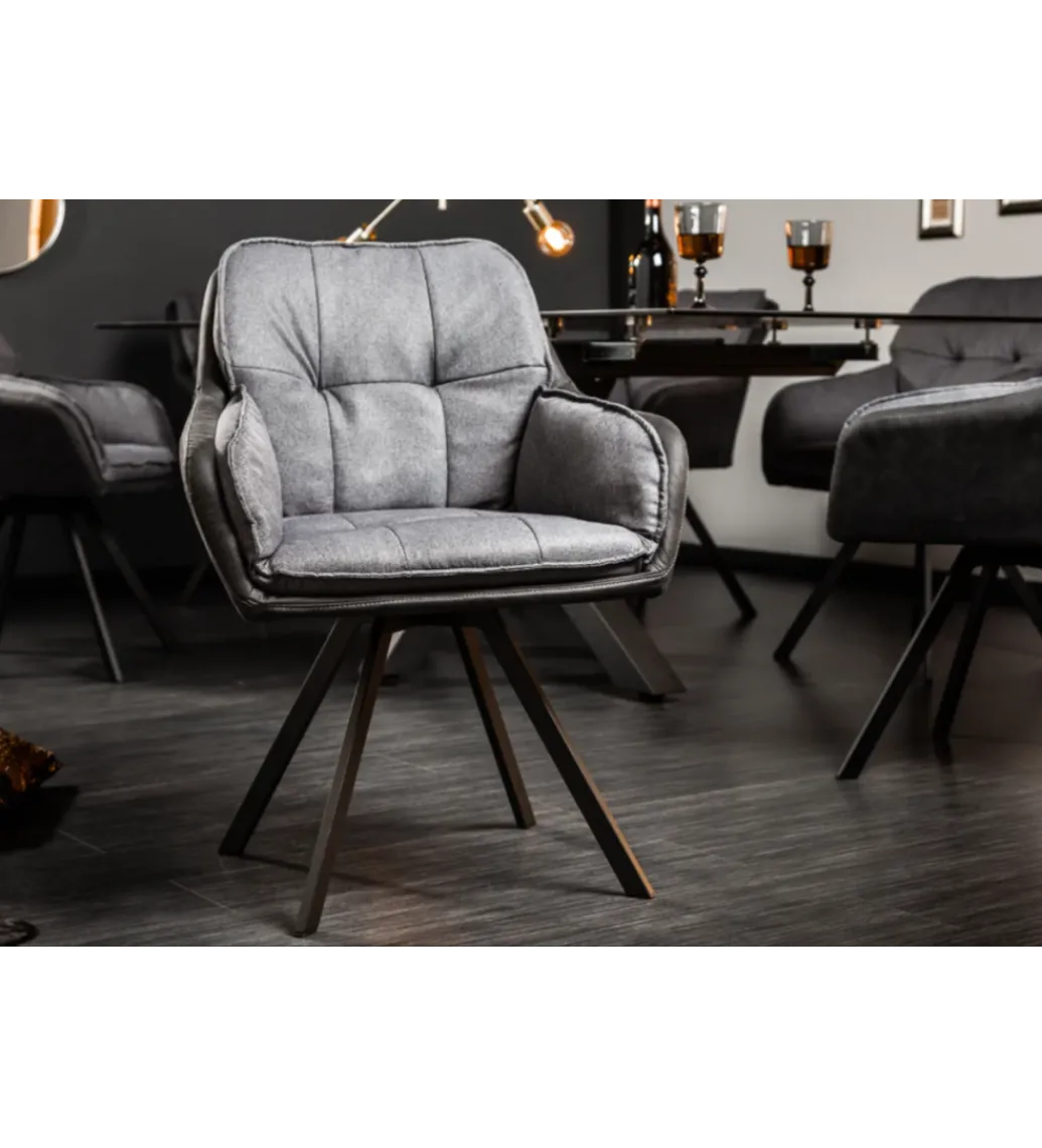 Krzesło Lounger obrotowe 180 stopni szare*Invicta Interior Online