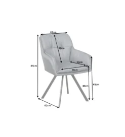 Krzesło Lounger obrotowe 180 stopni szare*Invicta Interior New