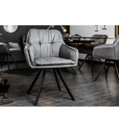 Krzesło Lounger obrotowe 180 stopni szare*Invicta Interior New