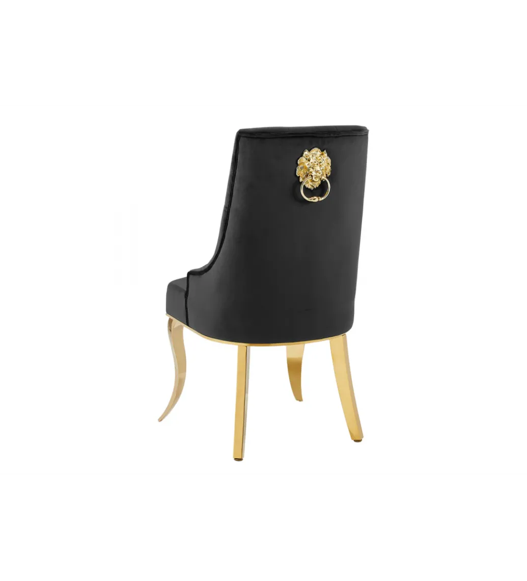 Krzesło MODERN BAROCK welwet czarny złote nogi*Invicta Interior New