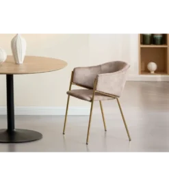 Krzesło NOBLESSE welwet beige złote nogi*Invicta Interior Best