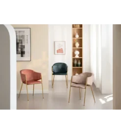 Krzesło NOBLESSE welwet beige złote nogi*Invicta Interior Best