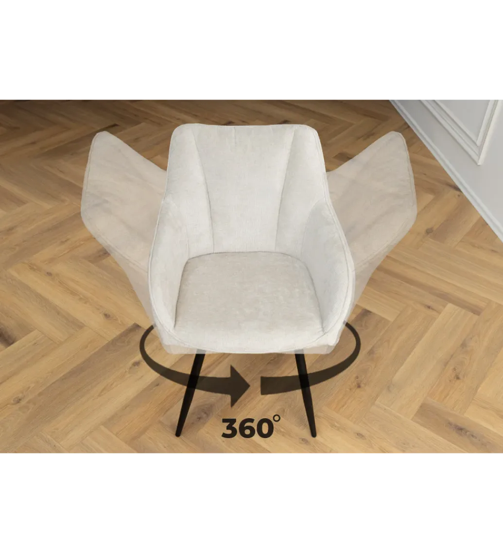Krzesło obrotowe AVIGNON chenille beige czarne nogi*Invicta Interior Online