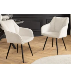 Krzesło obrotowe AVIGNON chenille beige czarne nogi*Invicta Interior Online