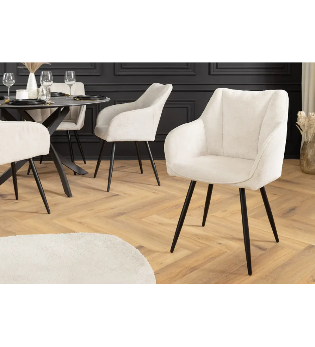 Krzesło obrotowe AVIGNON chenille beige czarne nogi*Invicta Interior Online