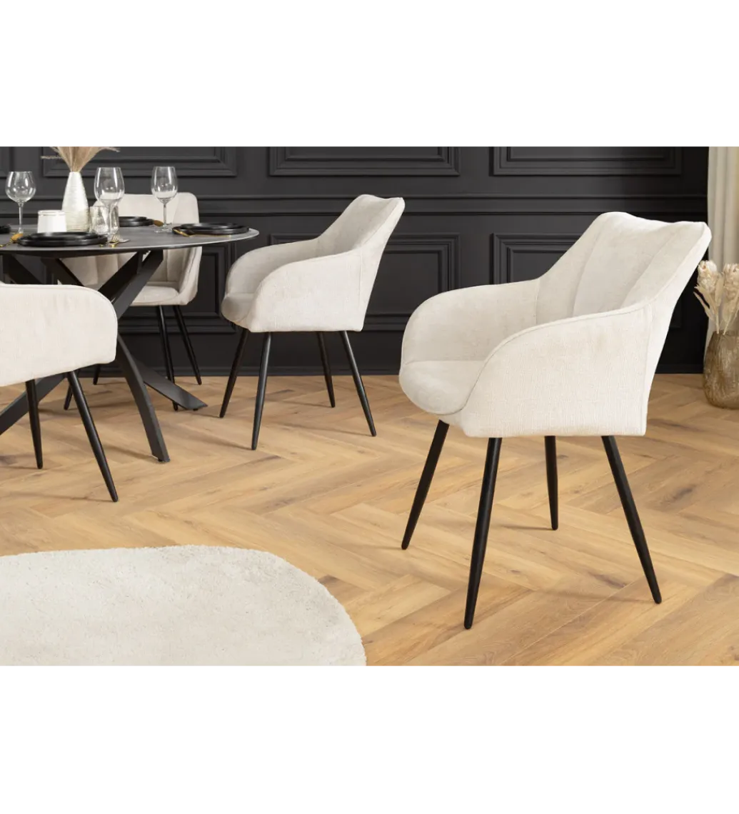 Krzesło obrotowe AVIGNON chenille beige czarne nogi*Invicta Interior Online