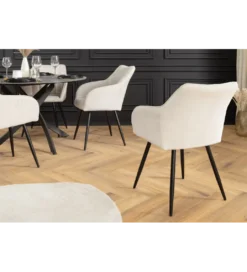 Krzesło obrotowe AVIGNON chenille beige czarne nogi*Invicta Interior Online