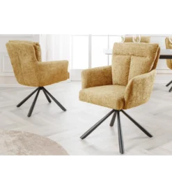 Krzesło obrotowe BIG GEORGE z podłokietnikami musztardowy*Invicta Interior Discount