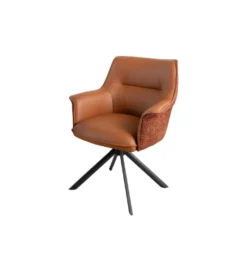 Krzesło obrotowe LE GRAND tapicerowany brązowy skórzany*Invicta Interior Discount