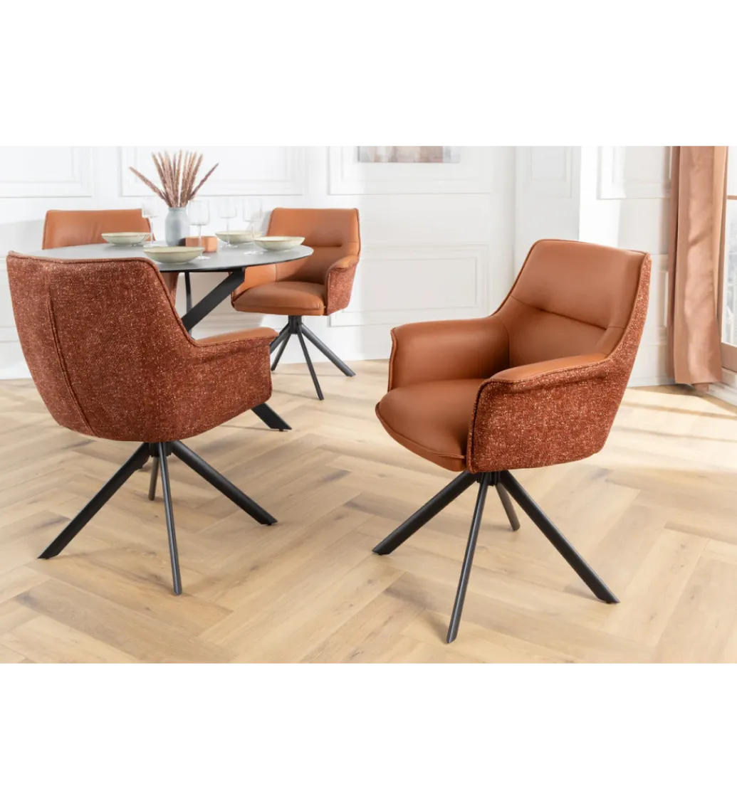 Krzesło obrotowe LE GRAND tapicerowany brązowy skórzany*Invicta Interior Discount