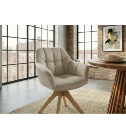 Krzesło obrotowe PAPILLON 83 cm 180 stopni beżowe*Invicta Interior Outlet