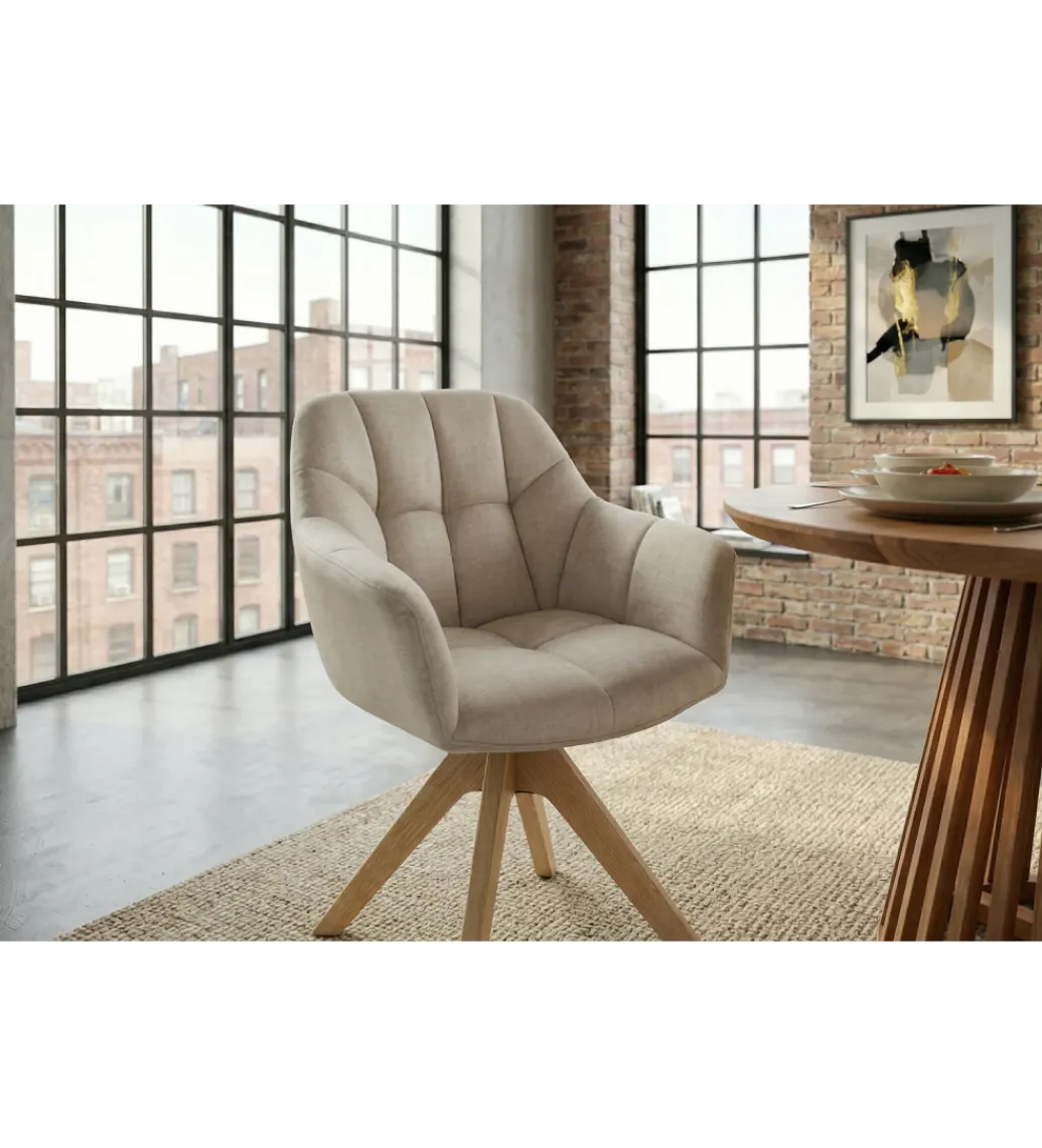 Krzesło obrotowe PAPILLON 83 cm 180 stopni beżowe*Invicta Interior Outlet