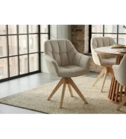 Krzesło obrotowe PAPILLON 83 cm 180 stopni beżowe*Invicta Interior Outlet