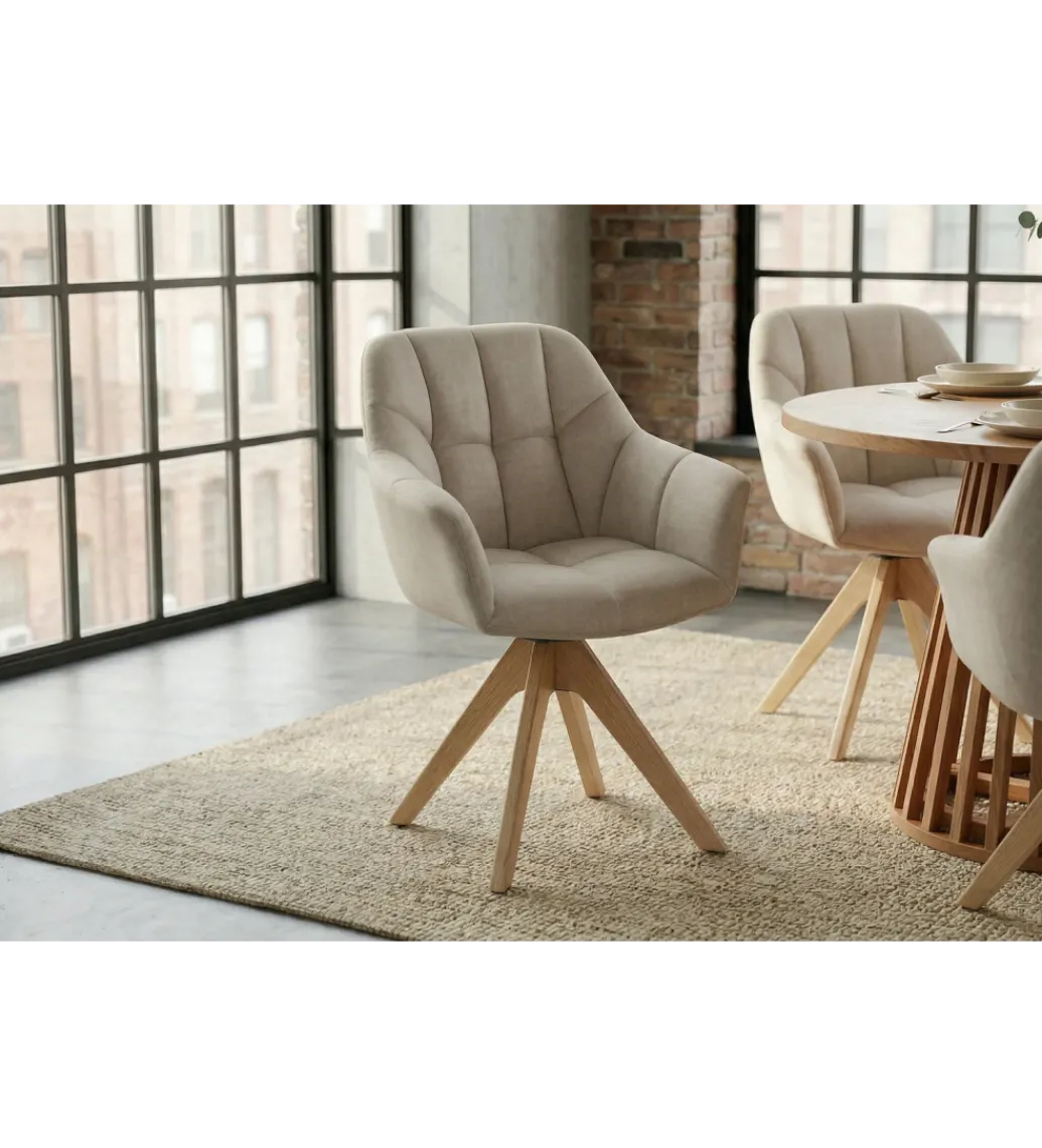 Krzesło obrotowe PAPILLON 83 cm 180 stopni beżowe*Invicta Interior Outlet