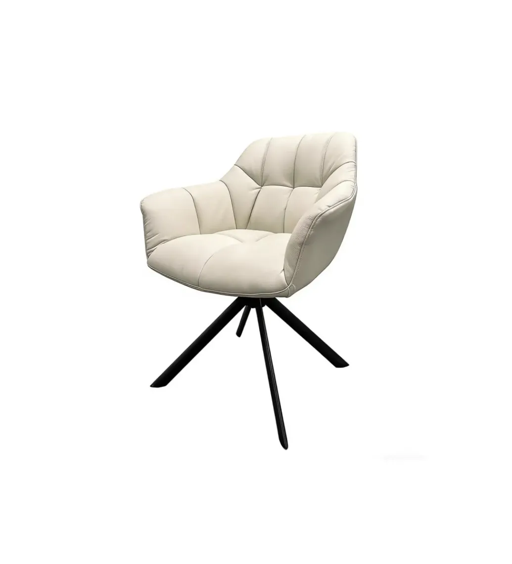 Krzesło obrotowe PAPILLON 83 cm 180 stopni skórzane beżowe*Invicta Interior - przedsprzedaż Outlet
