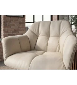 Krzesło obrotowe PAPILLON 83 cm 180 stopni skórzane beżowe*Invicta Interior - przedsprzedaż Outlet