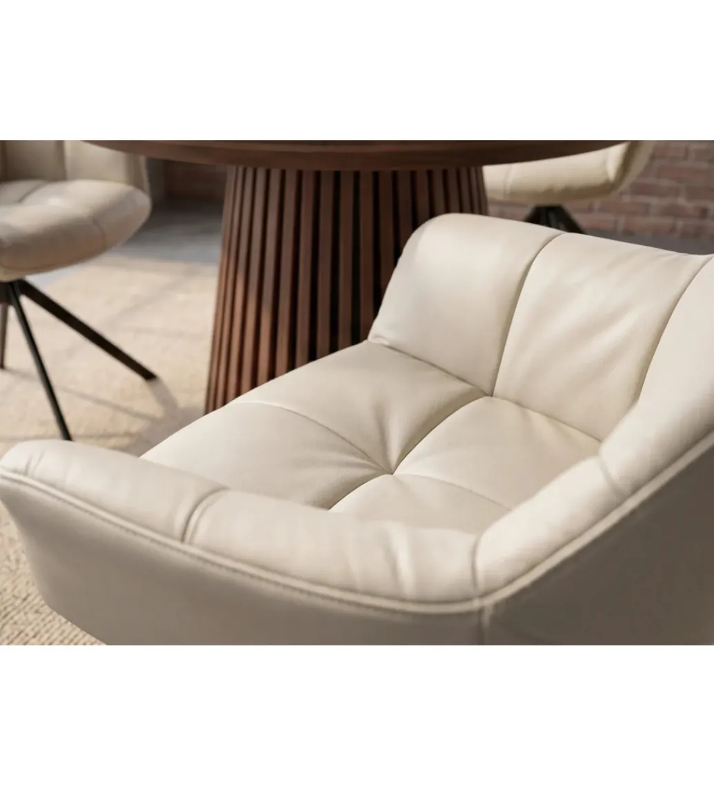 Krzesło obrotowe PAPILLON 83 cm 180 stopni skórzane beżowe*Invicta Interior - przedsprzedaż Outlet