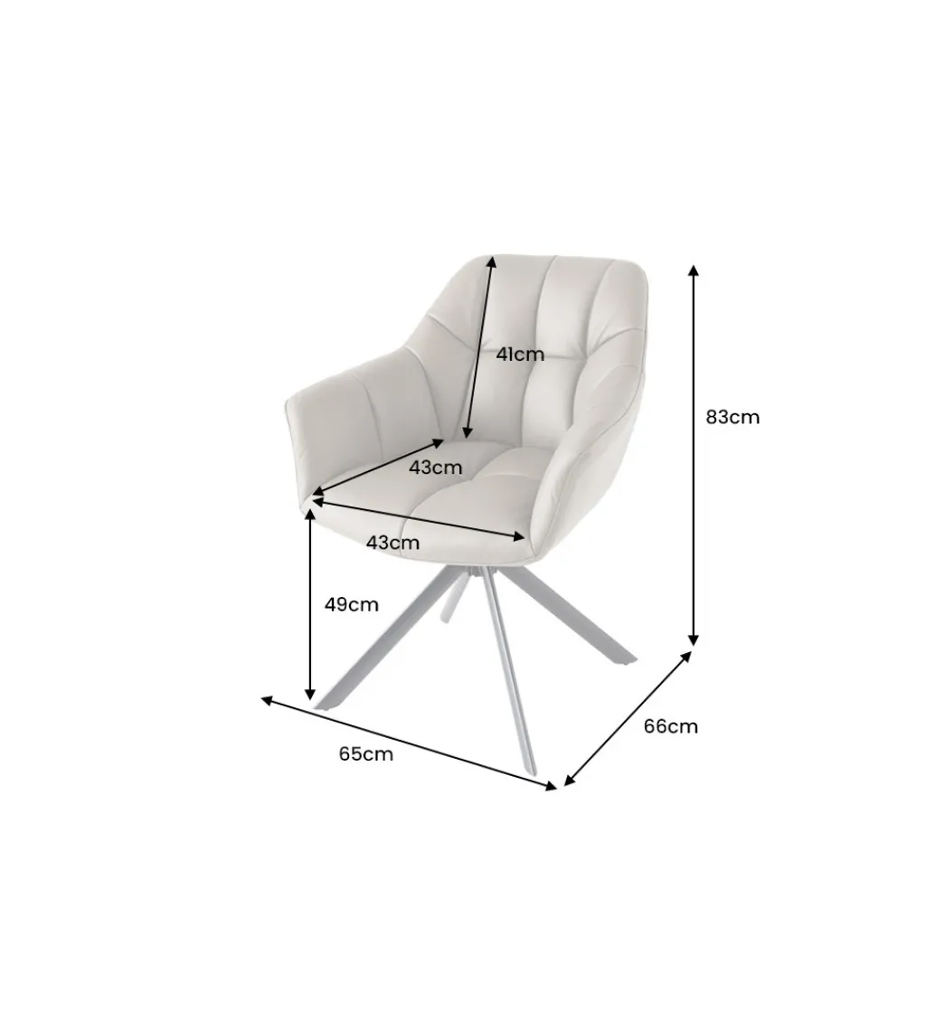 Krzesło obrotowe PAPILLON 83 cm 180 stopni skórzany taupe*Invicta Interior