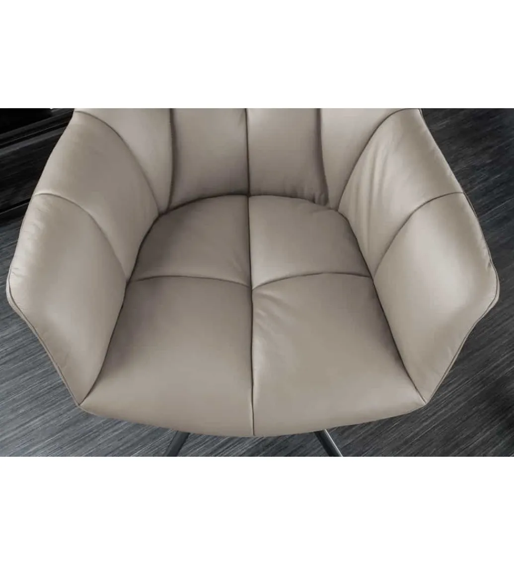 Krzesło obrotowe PAPILLON 83 cm 180 stopni skórzany taupe*Invicta Interior