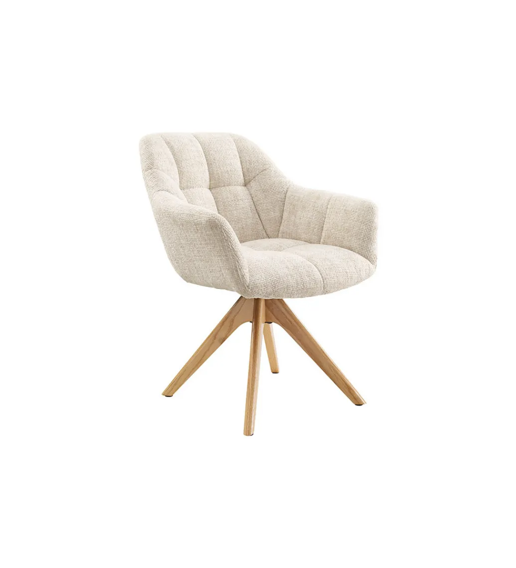 Krzesło obrotowe PAPILLON 83 cm 180 stopni chenille champagne beige*Invicta Interior - przedsprzedaż Clearance