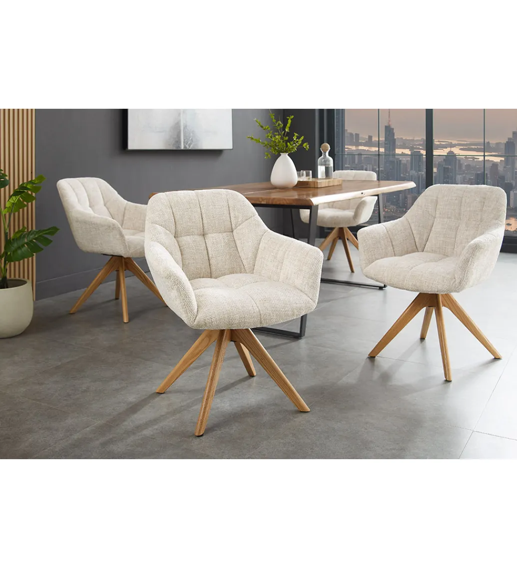 Krzesło obrotowe PAPILLON 83 cm 180 stopni chenille champagne beige*Invicta Interior - przedsprzedaż Clearance