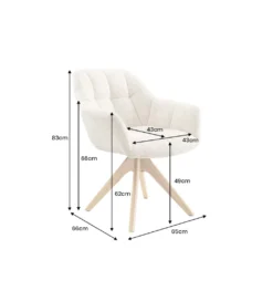 Krzesło obrotowe PAPILLON 83 cm 180 stopni chenille champagne beige*Invicta Interior - przedsprzedaż Clearance