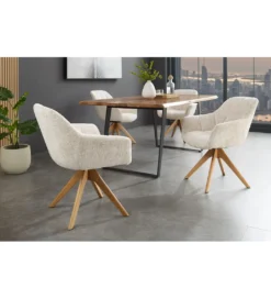 Krzesło obrotowe PAPILLON 83 cm 180 stopni chenille champagne beige*Invicta Interior - przedsprzedaż Clearance