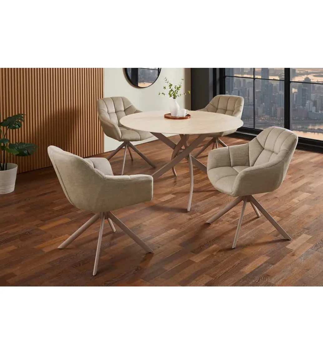 Krzesło obrotowe PAPILLON 83 cm 180 stopni beżowe szare*Invicta Interior Sale