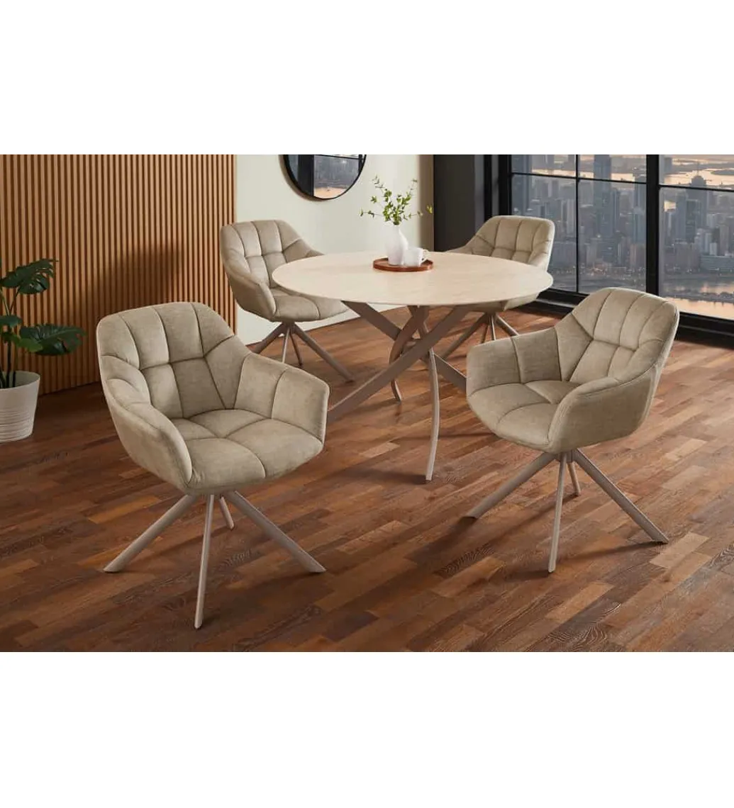 Krzesło obrotowe PAPILLON 83 cm 180 stopni beżowe szare*Invicta Interior Sale