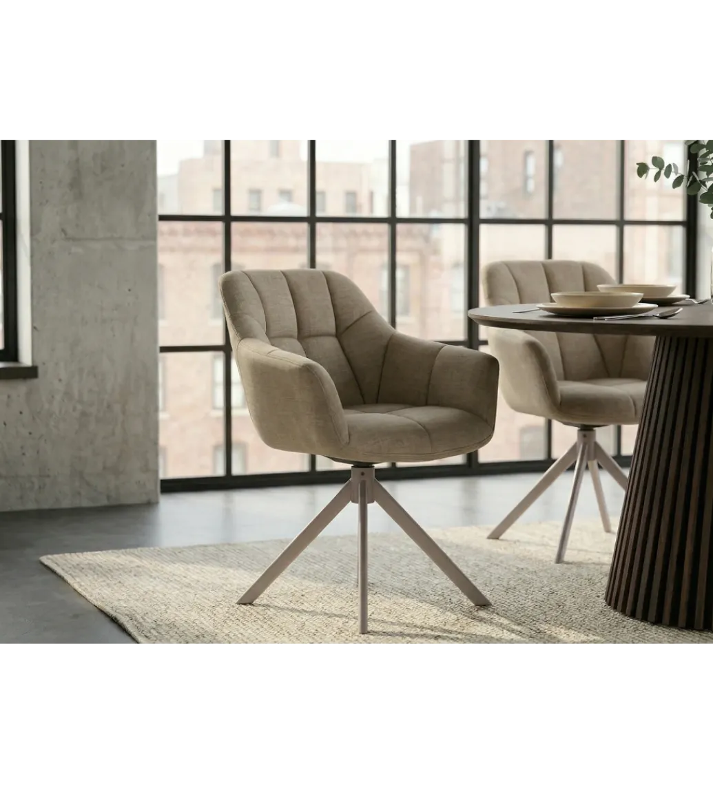 Krzesło obrotowe PAPILLON 83 cm 180 stopni beżowe szare*Invicta Interior Sale