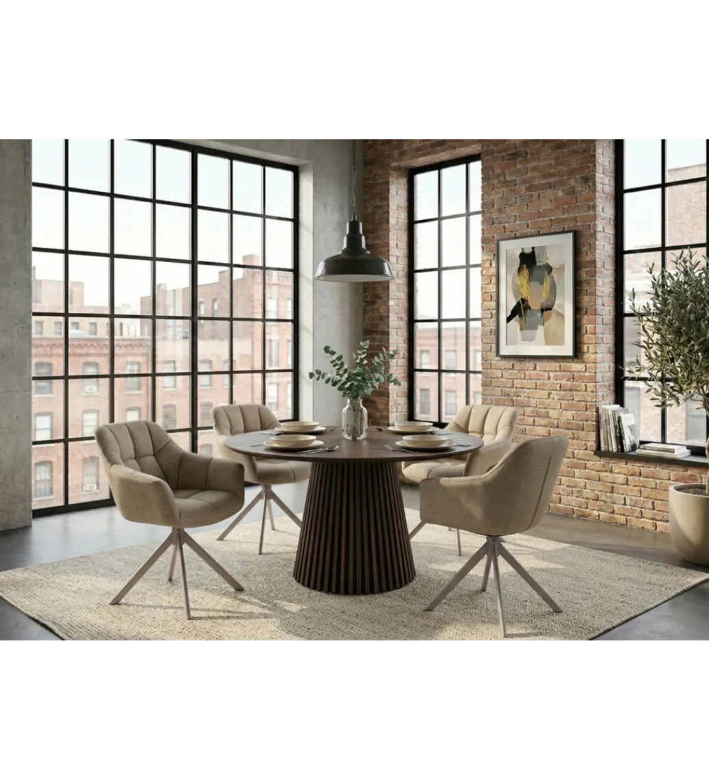 Krzesło obrotowe PAPILLON 83 cm 180 stopni beżowe szare*Invicta Interior Sale