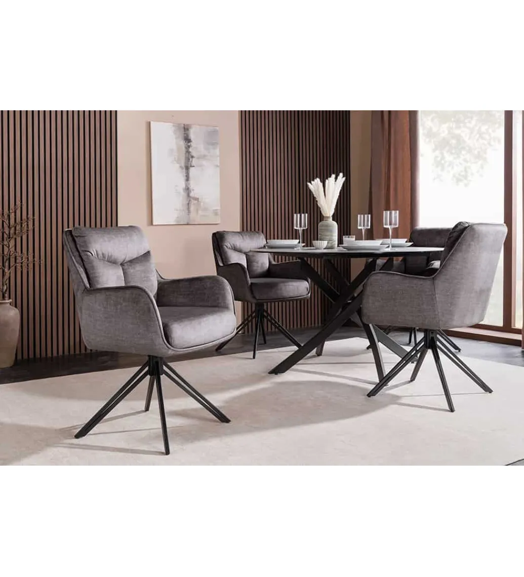 Krzesło obrotowe PROMETHEUS 88 cm 180 stopni welwet grafitowe*Invicta Interior Hot