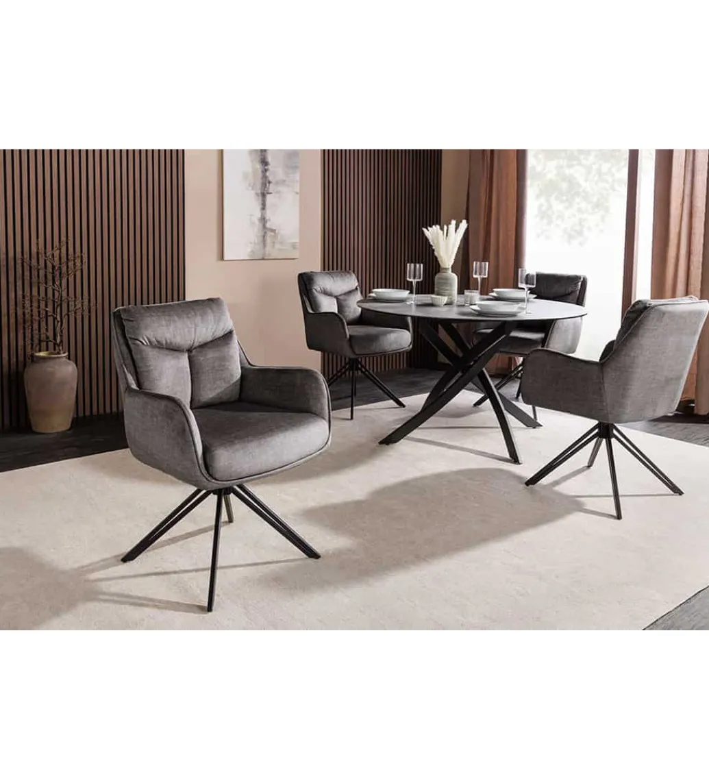 Krzesło obrotowe PROMETHEUS 88 cm 180 stopni welwet grafitowe*Invicta Interior Hot