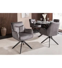Krzesło obrotowe PROMETHEUS 88 cm 180 stopni welwet grafitowe*Invicta Interior Hot