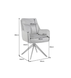 Krzesło obrotowe PROMETHEUS 88 cm 180 stopni welwet grafitowe*Invicta Interior Hot