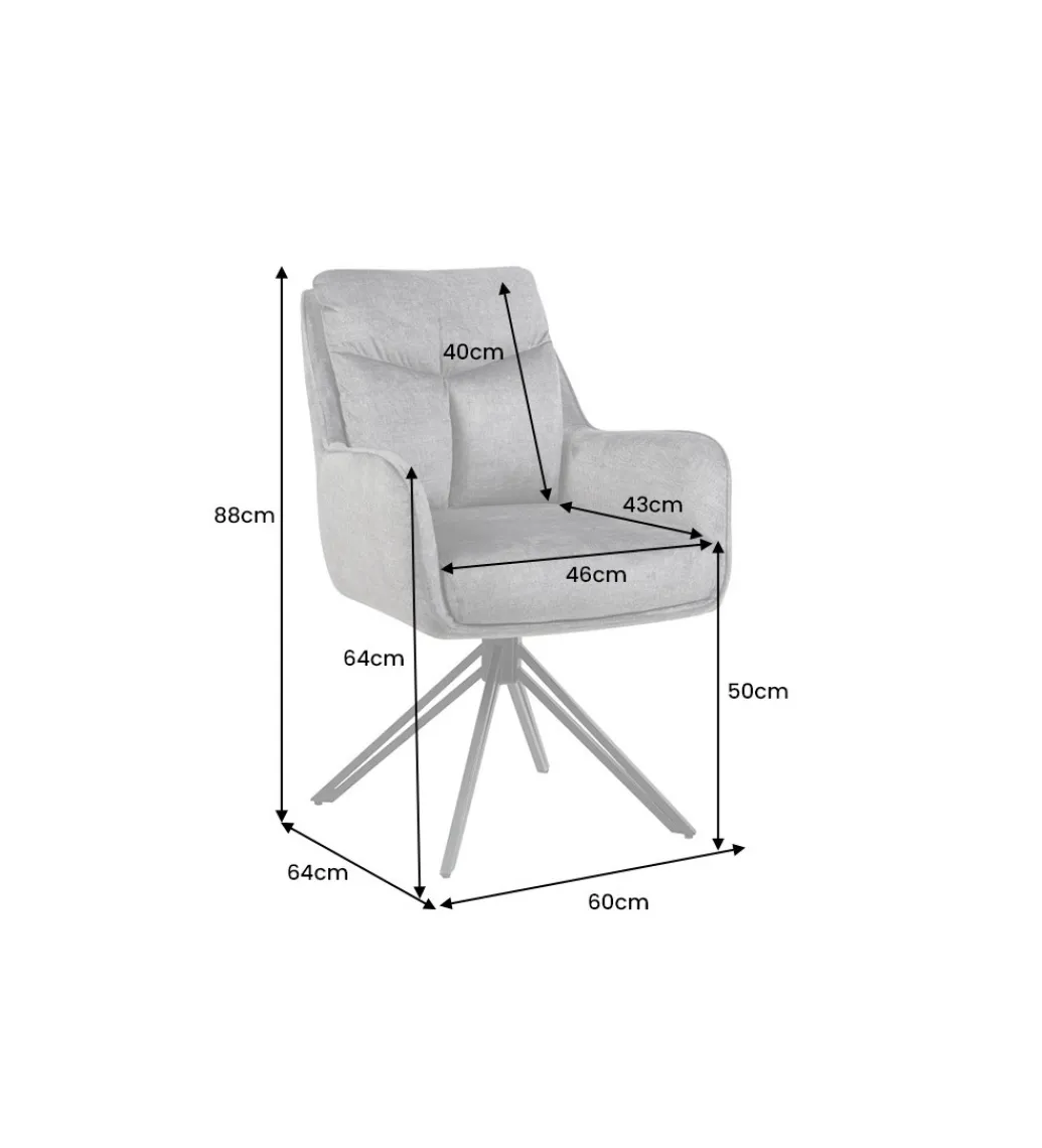 Krzesło obrotowe PROMETHEUS 88 cm 180 stopni welwet grafitowe*Invicta Interior Hot