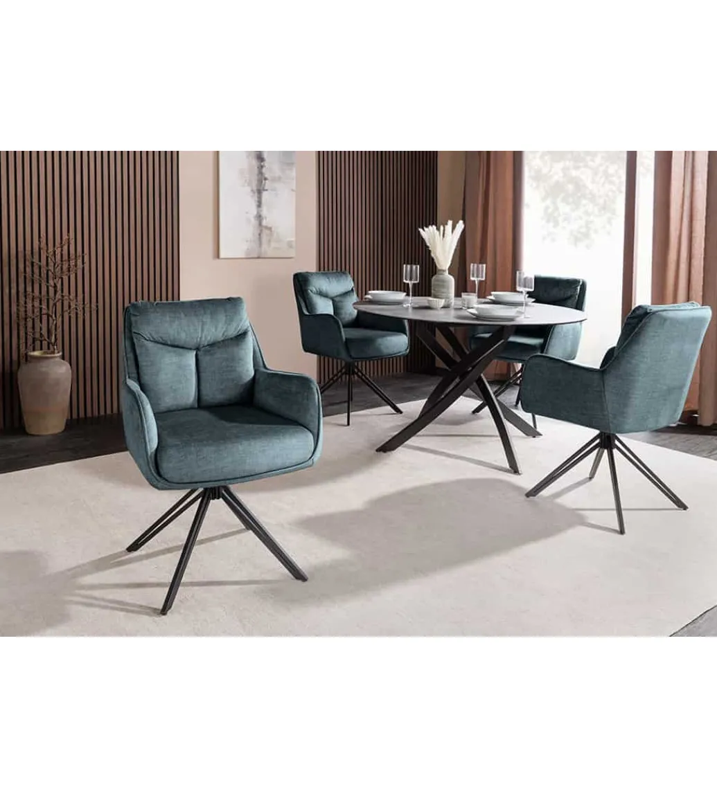 Krzesło obrotowe PROMETHEUS 88 cm 180 stopni welwet petrol*Invicta Interior Discount