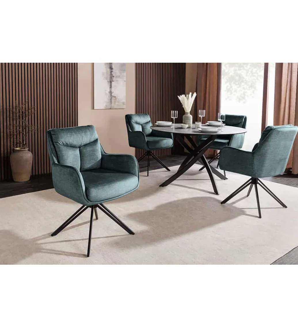 Krzesło obrotowe PROMETHEUS 88 cm 180 stopni welwet petrol*Invicta Interior Discount