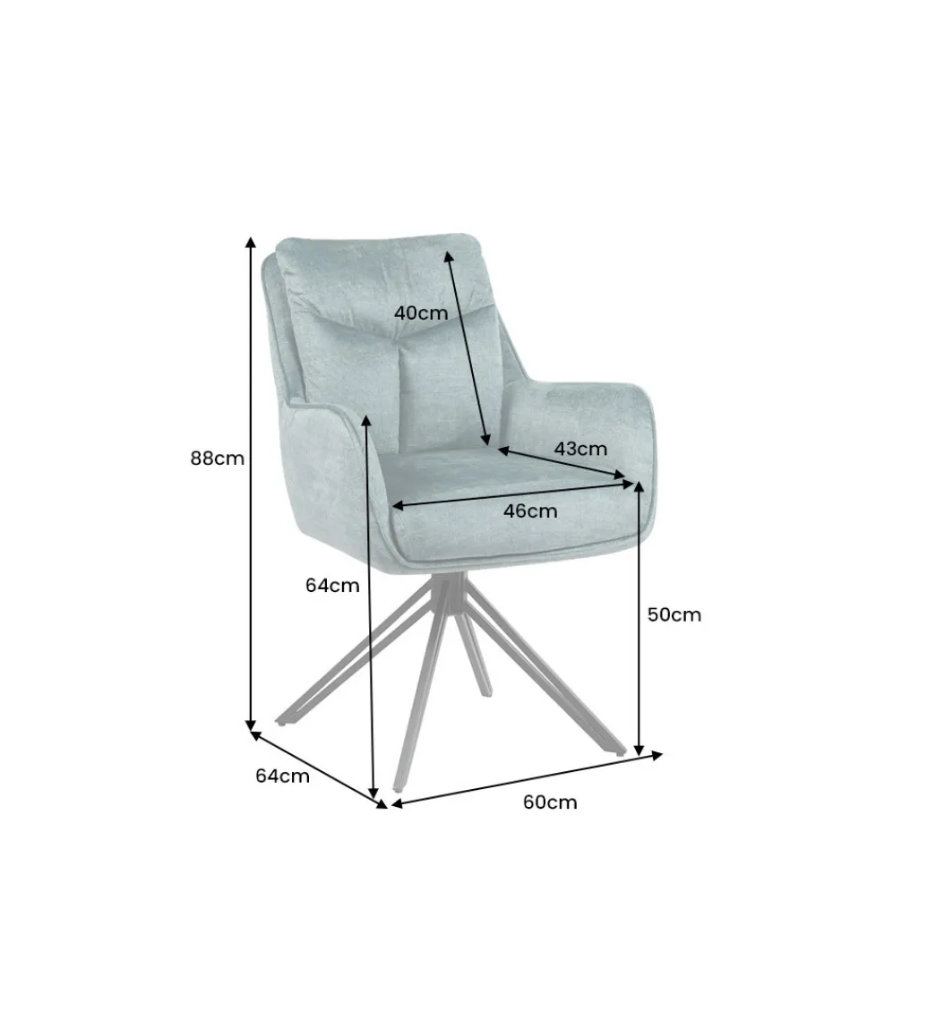 Krzesło obrotowe PROMETHEUS 88 cm 180 stopni welwet petrol*Invicta Interior Discount