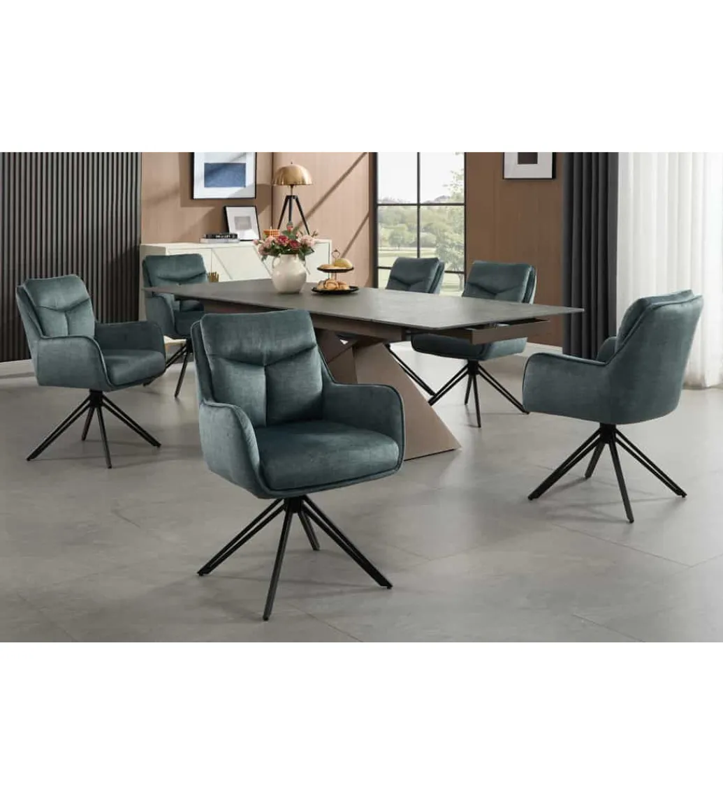 Krzesło obrotowe PROMETHEUS 88 cm 180 stopni welwet petrol*Invicta Interior Discount