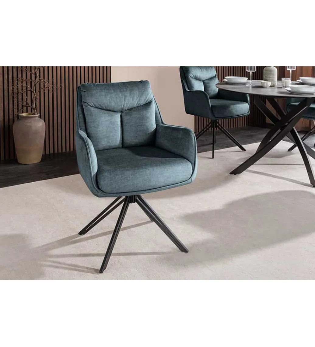 Krzesło obrotowe PROMETHEUS 88 cm 180 stopni welwet petrol*Invicta Interior Discount