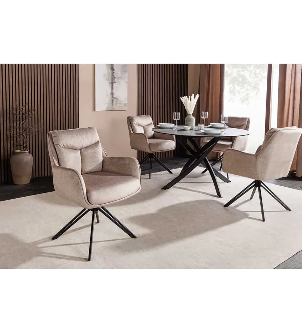 Krzesło obrotowe PROMETHEUS 88 cm 180 stopni welwet beżowe*Invicta Interior Discount