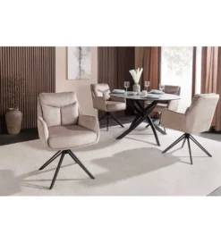 Krzesło obrotowe PROMETHEUS 88 cm 180 stopni welwet beżowe*Invicta Interior Discount