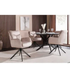 Krzesło obrotowe PROMETHEUS 88 cm 180 stopni welwet beżowe*Invicta Interior Discount